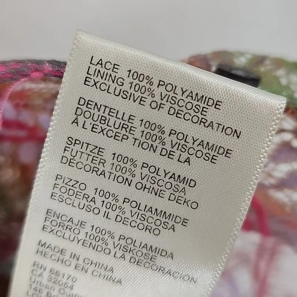 Free People Julie Printed Sheer Lace Mesh Smocked Top Tropical Sunset‎  Combo - Picture 8 of 14